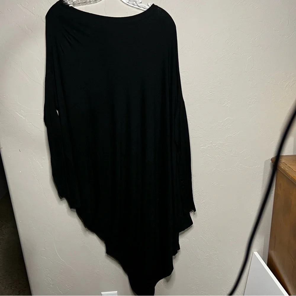 Aakasha Black‎ Asymmetrical Long Sleeve Lagenlook Viscose Blend Tunic Dress - Picture 5 of 12